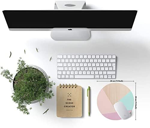 Round Mouse Pad, Wood Pink Green Purple Splice Mouse Pad, Washable Gaming Mousepads with Lycra Cloth, Non-Slip Rubber Base Computer Small Mouse Pads for Wireless Mouse
