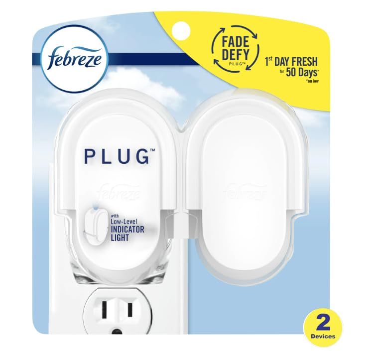 Feb-reze Plug in Air Freshener, Odor-Fighting Scented Oil Warmer Device, 2 Count, (1 pack) Total 2 count