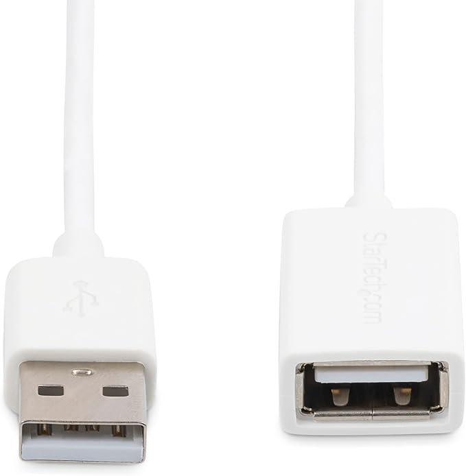 StarTech 1m USB 2.0 Extension Cable, USB-A M/F, White (USBEXTPAA1MW)