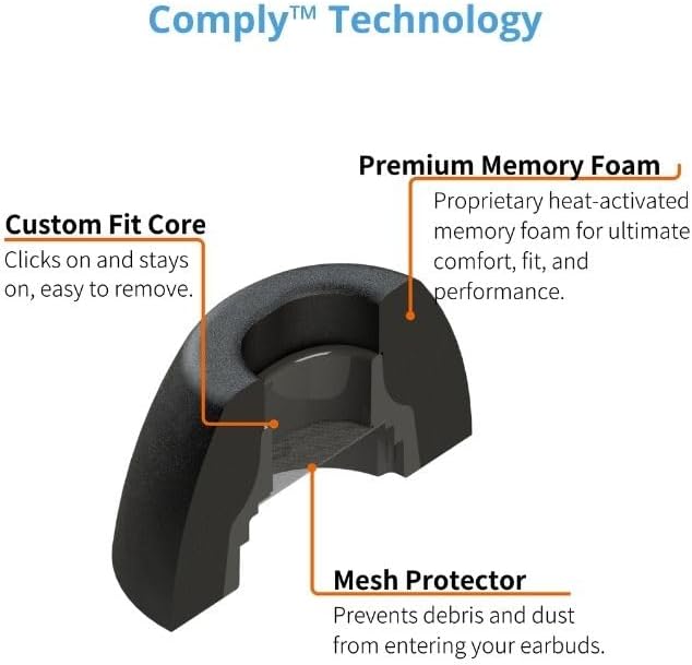 Comply TrueGrip | Premium Memory Foam Replacement Earbud Tips for Samsung Galaxy Buds3 Pro | Enhanced Comfort, Secure Fit, Superior Noise Isolation, Removal & Cleaning Tool | Black (S/M/L) (3 Pairs)