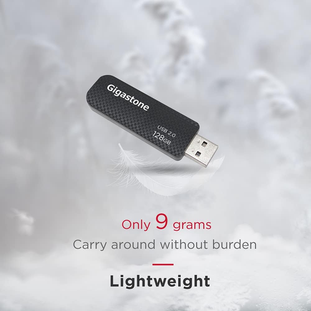 GIGASTONE V30 128GB USB 2.0 Flash Drive 2-Pack, Capless Retractable Design Pen Drive, Carbon Fiber Style, Reliable Performance & Durable