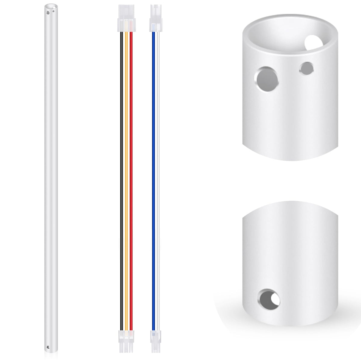 VIHOSE 36 Inch Ceiling Fan Downrod with Extension Cord 3 ft White Downrod for Ceiling Fan 1 Inch Outside Diameter Not Threaded S