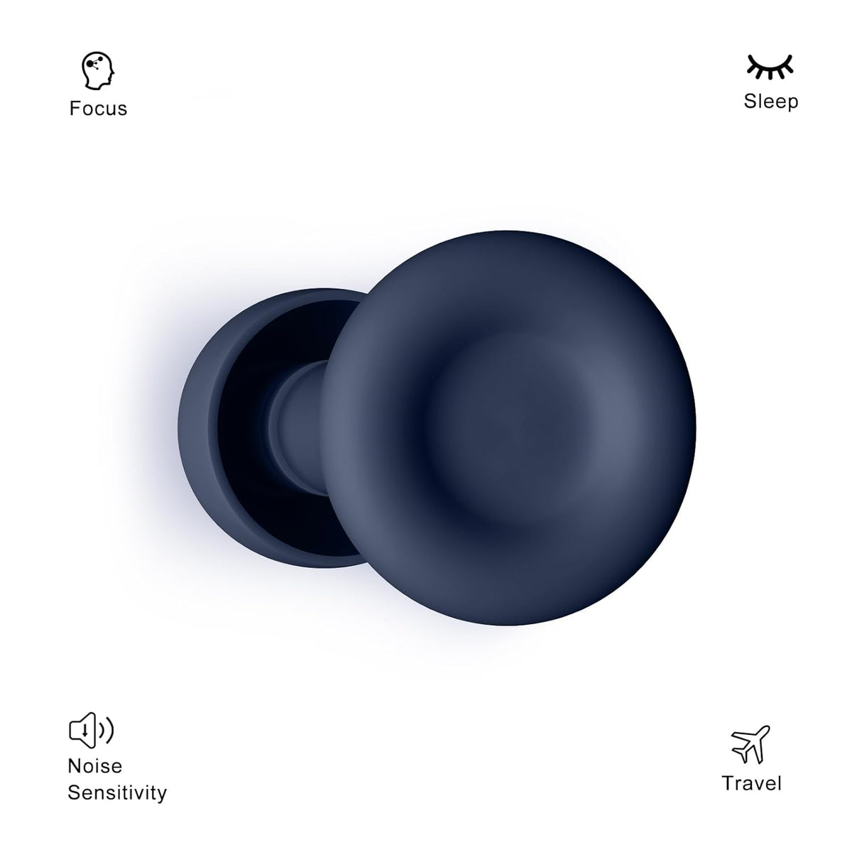 Ear Plugs for Sleeping Noise Reduction Reuseable, Concerts, Focus, Travel, Work, High Fidelity – 7 Pairs Eartips – Flexible Soft – Touch – NRR of 24 and 27 dB Noise Cancelling (Navy Blue)
