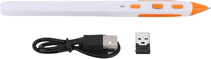 Wireless Optical Pocket Pen Mouse 2.4G Wireless Optical Pen Mouse 800/1200/1600 DPI Adjustable USB Adapter Handwriting Mini Ergonomic for PC Laptop (White)