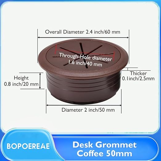 BOPOREAE 4 Pcs Desk Grommet 2" (50mm), Desk Hole Cover for Cables