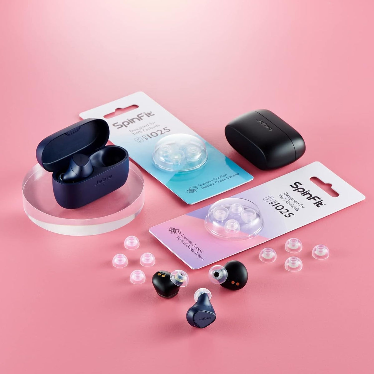 SpinFit CP1025- L/ML- Medical Grade Silicone Patented Ear Tips, Secure Fit and Supreme Comfort Fits MTW3, Galaxy Buds 2, Soundcore Space A40 & More (2 Pairs) (for Nozzle Diameter from 4-5.5mm)