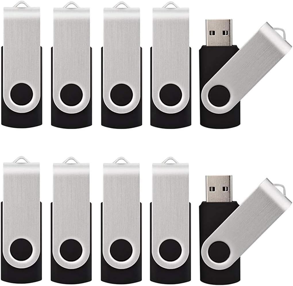 50 Pack USB 2.0 Thumb Drives - 128MB Flash Memory, Black