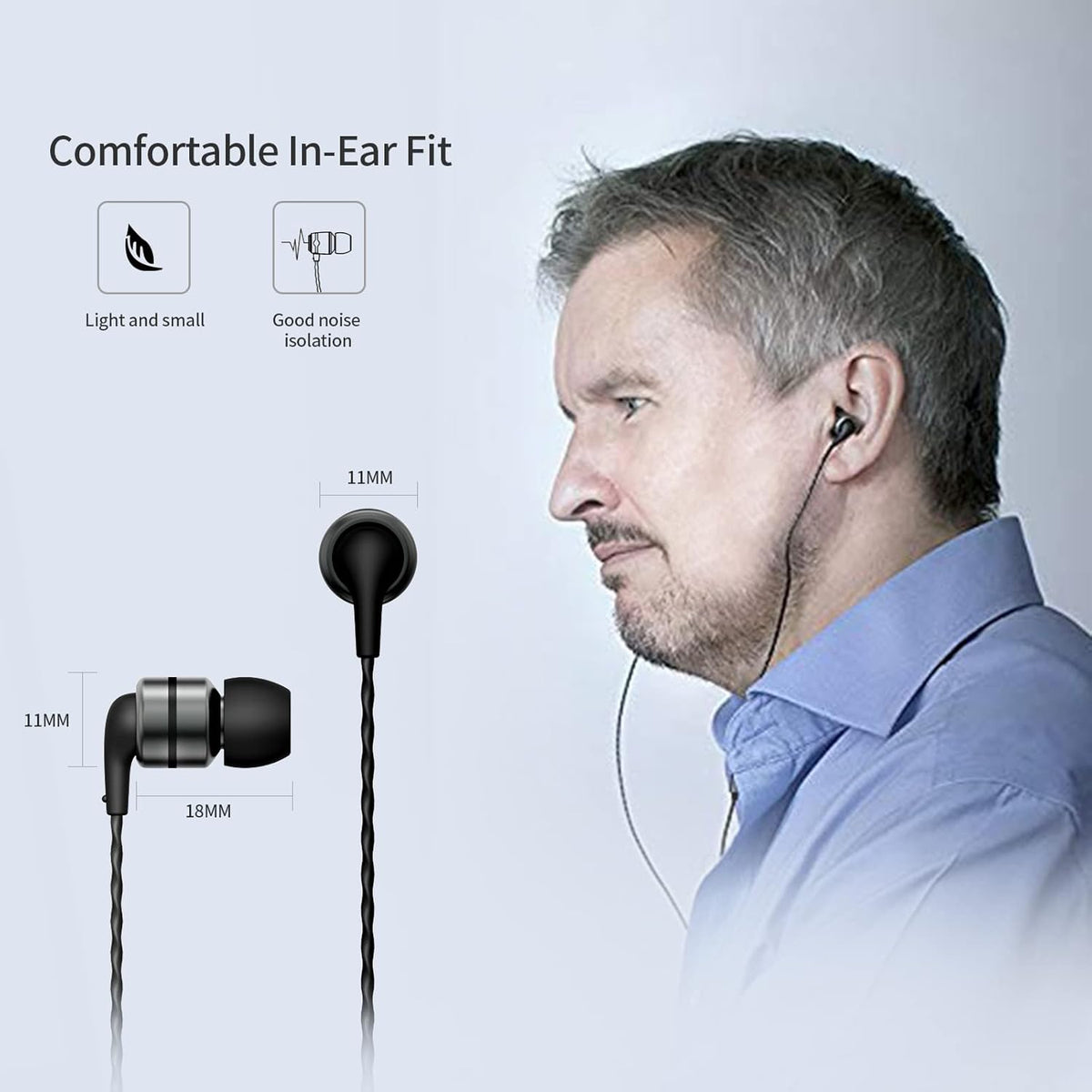 SoundMAGIC E80 Wired Earbuds, in-Ear Headphones with HiFi Stereo Sound and Noise Isolating, 3.5mm Jack for Phones and Laptops, No Mic (Gunmetal)