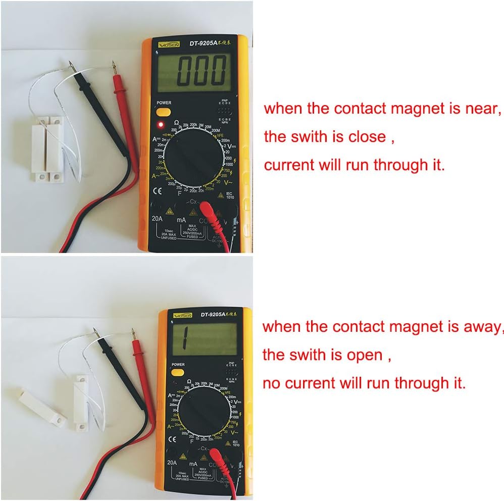 10pcs Max Magnetic Contact Surface Mount Alarm 10W 100V 0.5A for Door Window Security with Lead Wire & 3M Adhesive