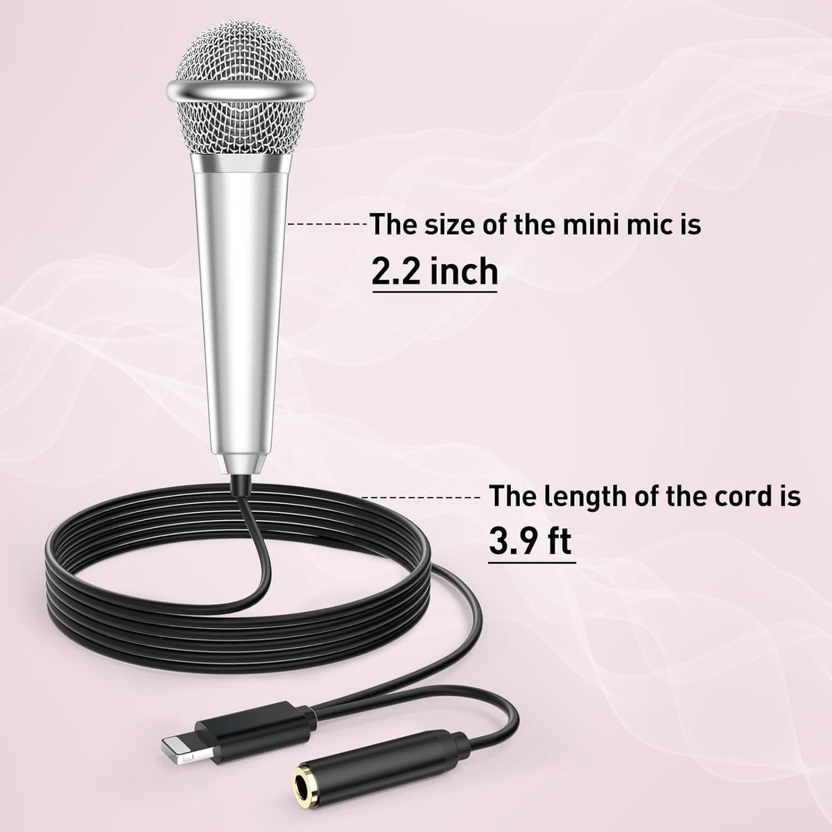 PoP voice 2PCS Mini Microphone for iPhone iPad Small ASMR Tiny Microphone for Video Recording, Singing, Vlogging, YouTube Two Mics Silver and Rose Golden