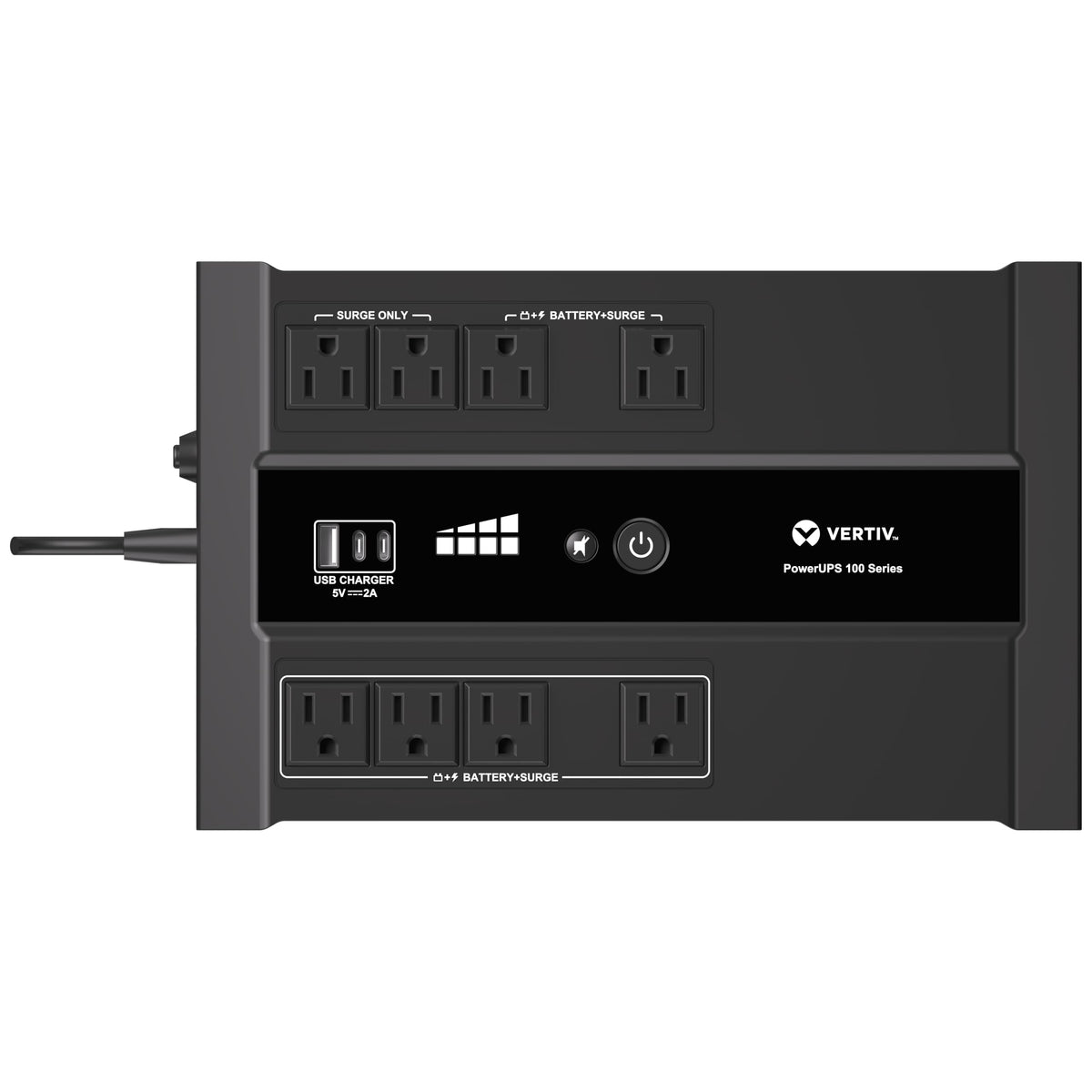 Vertiv Liebert PowerUPS 100 UPS, PST6-1100LVMT, 1100VA/670W 120V Standby Power, 8 Outlets, Battery Backup with Surge Protection,