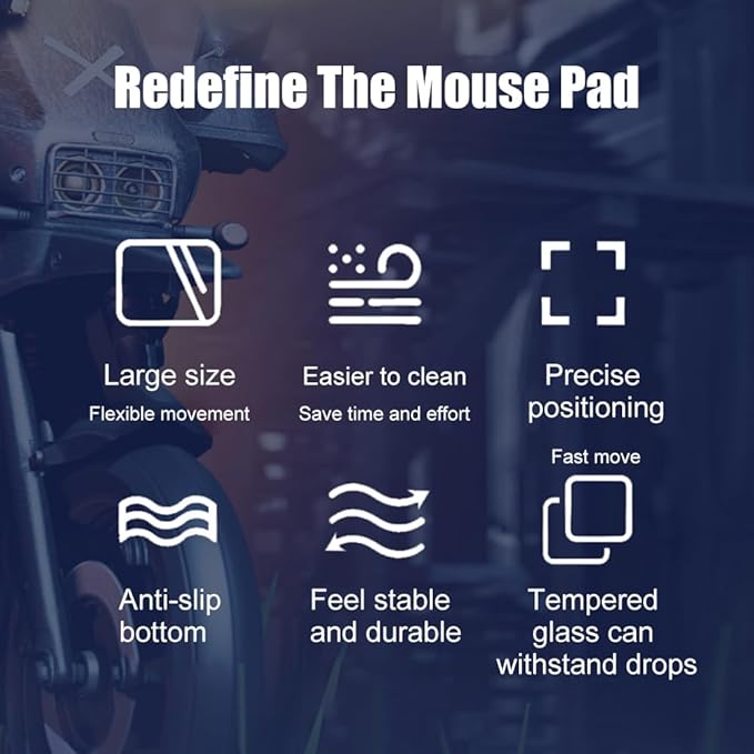 Docooler Photovoltaic Glass Gaming Mouse Pad with Non-Slip Tempered Glass Professional Mouse Mat for Desk Special Glass Surface&Sides All Around for Computers Gamer Office&Home3 Sizes (All Blac