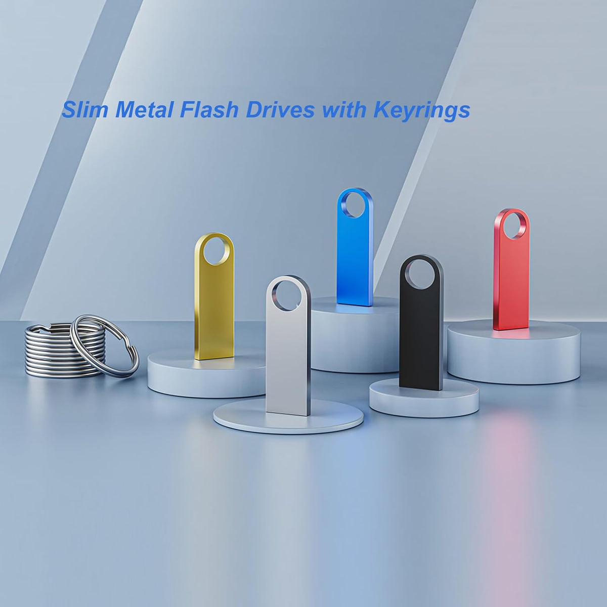 16GB USB Flash Drive 2 Pack with Keychains, Wooolken Sleek Metal USB 2.0 Thumb Drives Memory Stick for PC Laptop Computer