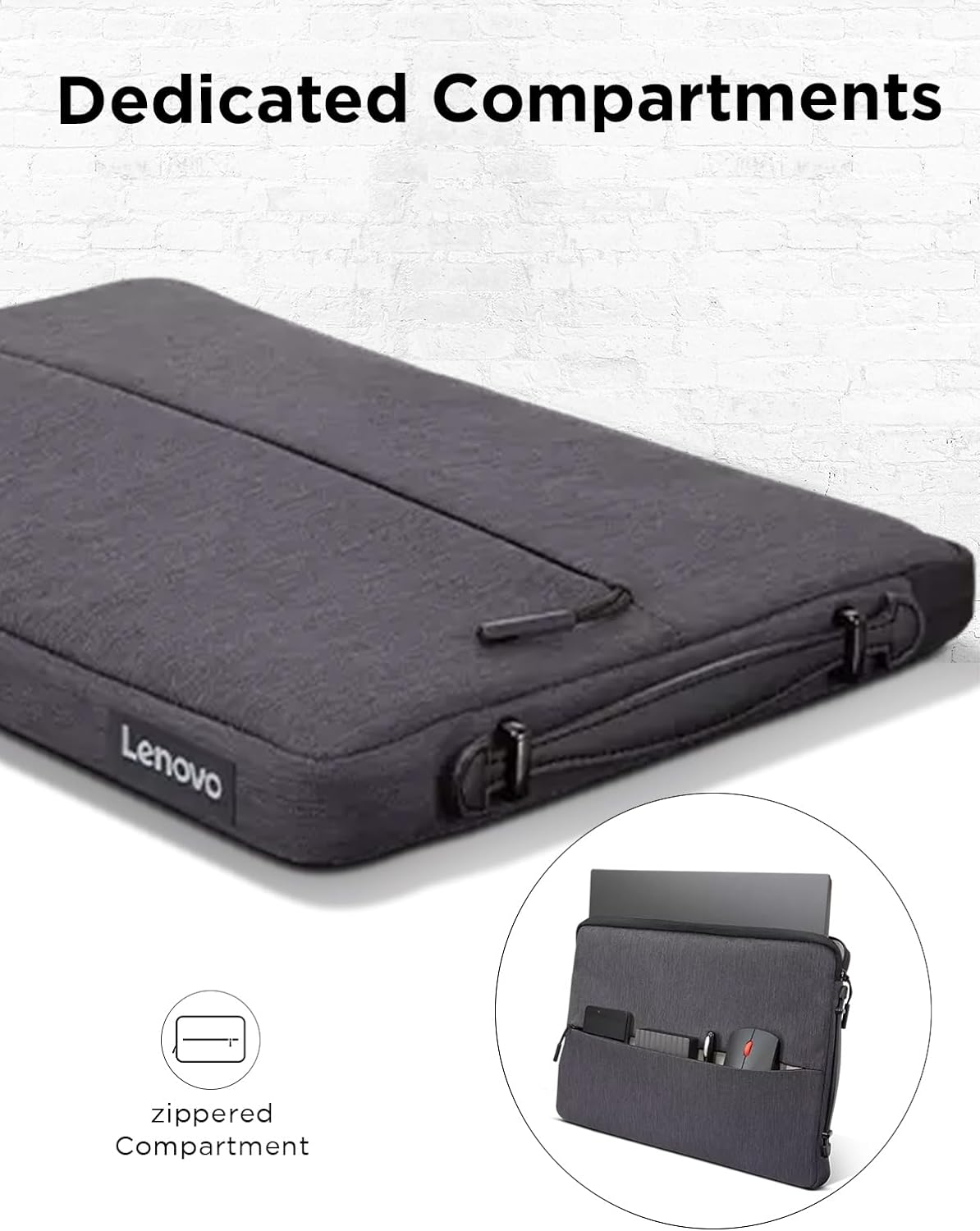 Lenovo Urban Laptop Sleeve 13 Inch for Laptop/ Notebook/Tablet Compatible with MacBook Air/Pro Water Resistant - Charcoal Grey