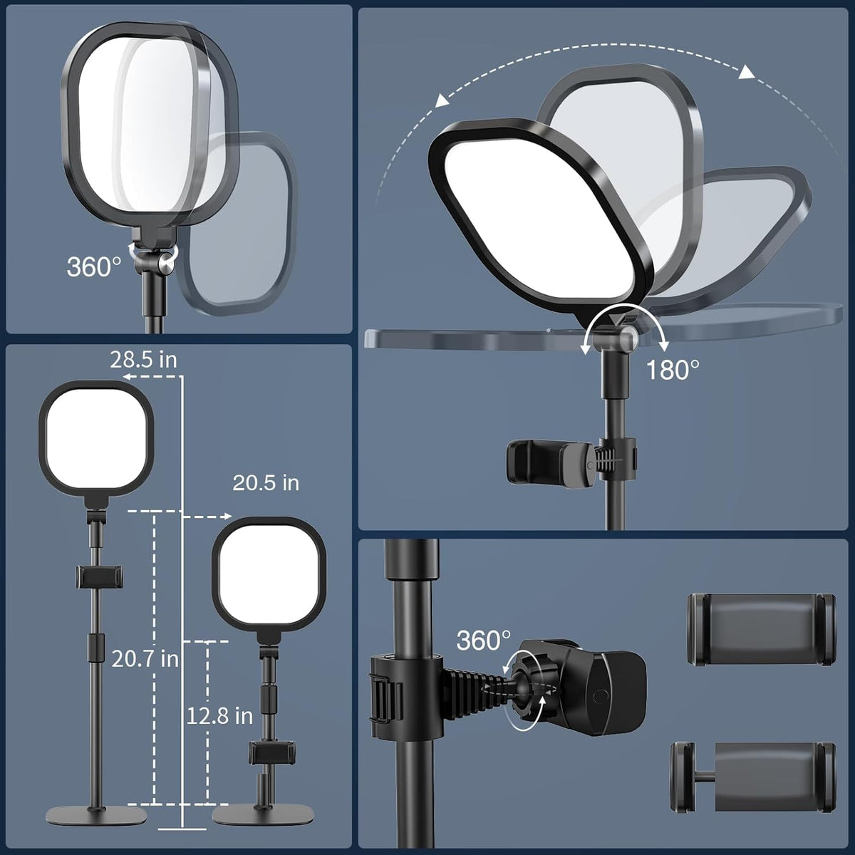 Video Conference Lighting for Zoom Meeting, Ring Light for Desk with Flexible Stand, 30 Light Modes Desk Lamps for Home Office, Desk Light & Memory Function for Zoom Lighting, Video Streaming, Drawing