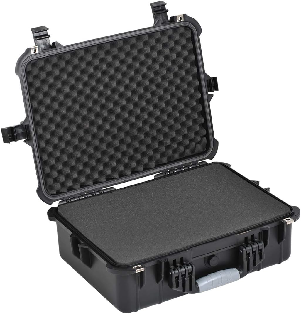 MEIJIA Portable Waterproof Protective Case,Hard Camera Case,Customized Fit Foam Inserted, Elegant Black,Fit for Camera, Equipments, Lens,Drones(Black)