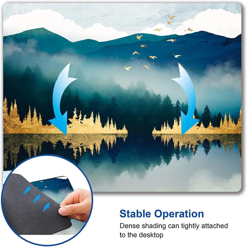 Abstract Landscape Mouse Pad - Square Waterproof Non-Slip Rubber Base for Office Laptop, 9.5"x7.9"x0.12" Inch (Mountain Landscape)