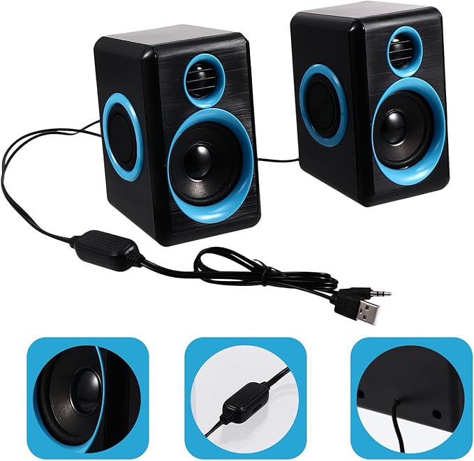 Mini USB 2.0 Computer Speakers with Surround Sound Compact Desktop and Laptop Multimedia Speaker Compatible with Dc 5v Power for Home and Office Use