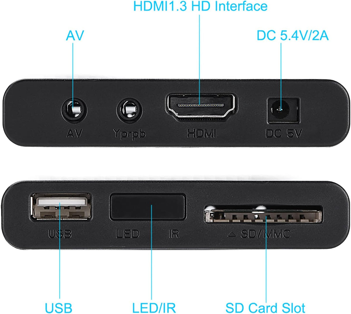 Fupi 1080P 7.1 1080P MMC MP3 Full-HD Digital Media Player, HDMI/AV/VGA Output, Surround Sound, HDMI Media Player