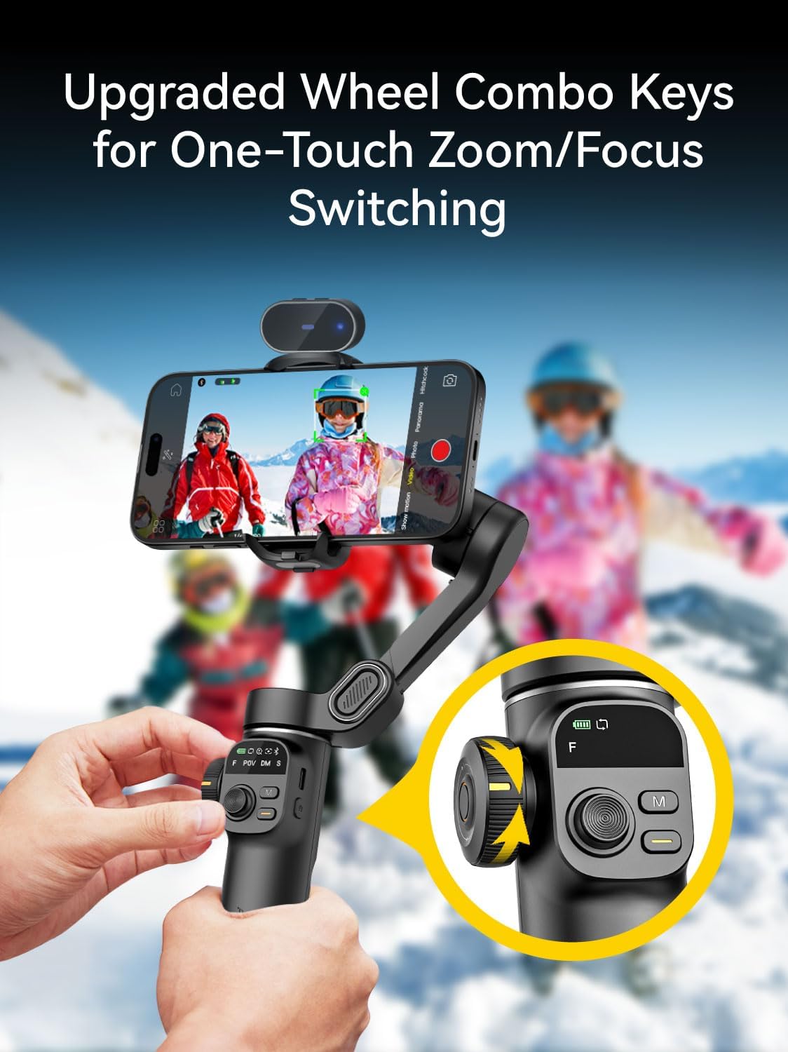 Gimbal Stabilizer for iPhone with AI Tracking Sensor, Elevate Your Filming w/7.8" Extension Rod and OLED Screen for Gimbal, iPhone Gimbal w/8.0 Stability for Sports Shooting-Smart X2 AI Black