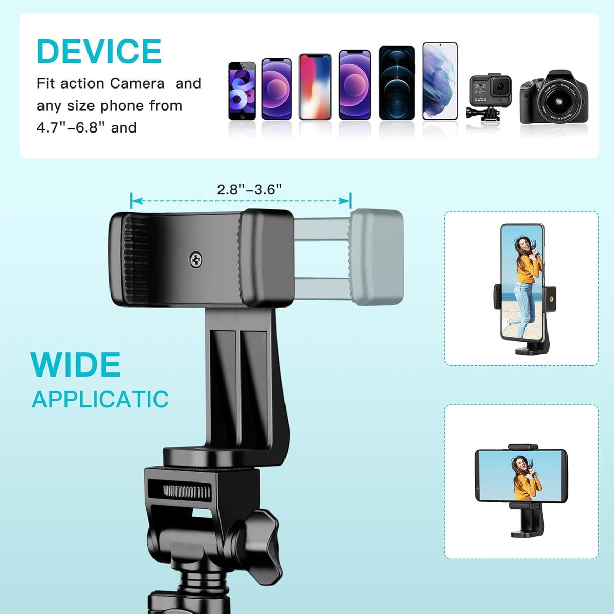 74" Flexible Phone Tripod, Tall Cell Phone Tripod with Adjustable Gooseneck & Remote, Portable Camera Cellphone Stand for Video Recording, Compatible with iPhone Android