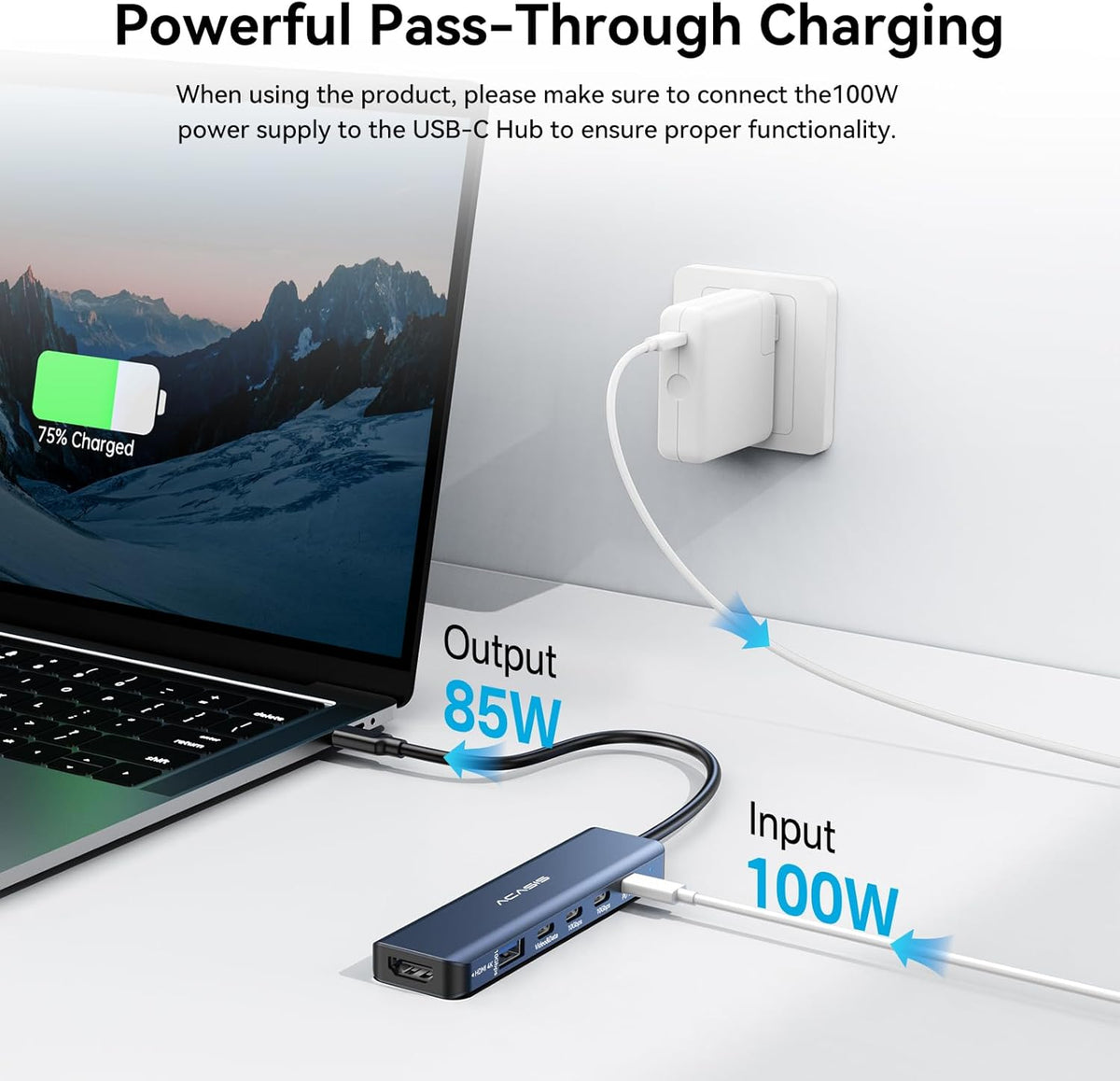 ACASIS USB C Splitter with 4K@60Hz Video Output, USB C Hub 10Gbps with 1xHDMI, 1xUSB C Video Output for Portable Monitor, 3xUSB C 10Gbps,100W PD, Multiport Adapter Splitter for Dell/HP/Mac Pro/Samsung