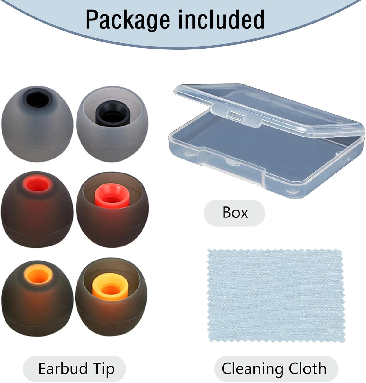 Silicone Replacement Earbud Tips Earbud Covers Ear Tips Fit for in-Ear Headphones (Inner Hole 3.8mm -5.1mm) Earbud Replacement Tips 9 Pairs
