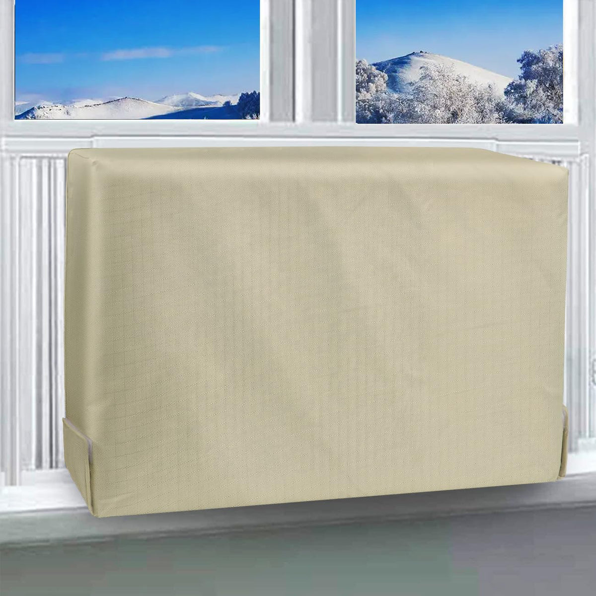Waterproof Insulated Indoor Air Conditioner Cover for Inside Window AC Unit, 21Wx 15Hx 3.5D- Beige