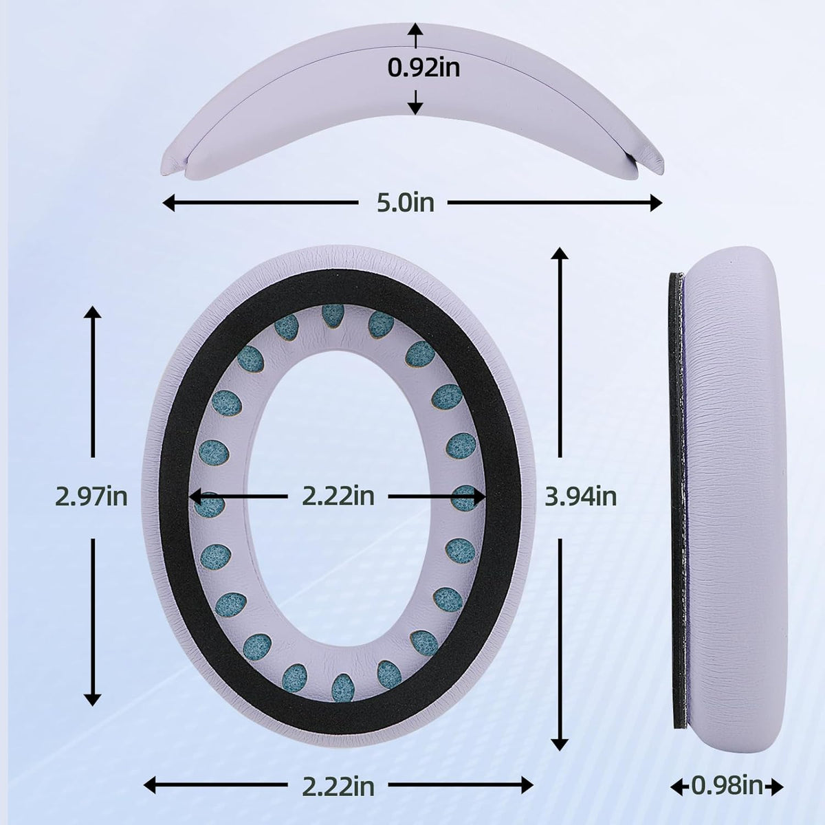 Ear Cushions and Headband Cushion Foam for Bose QuietComfort 35 45 (QC35 QC45) Headphones Accessories Easy to Install (Purple)