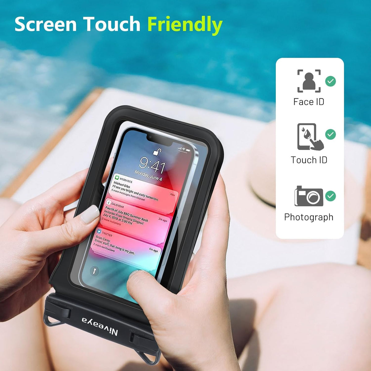 Niveaya Double Space Waterproof Phone Pouch - 2 Pack, Waterproof Phone Lanyard Case with iPhone 16/15/14/13/12 Pro Max up to 8.3", Phone Dry Bags for Vacation Beach Pool Kayak Cruise Travel Essentials