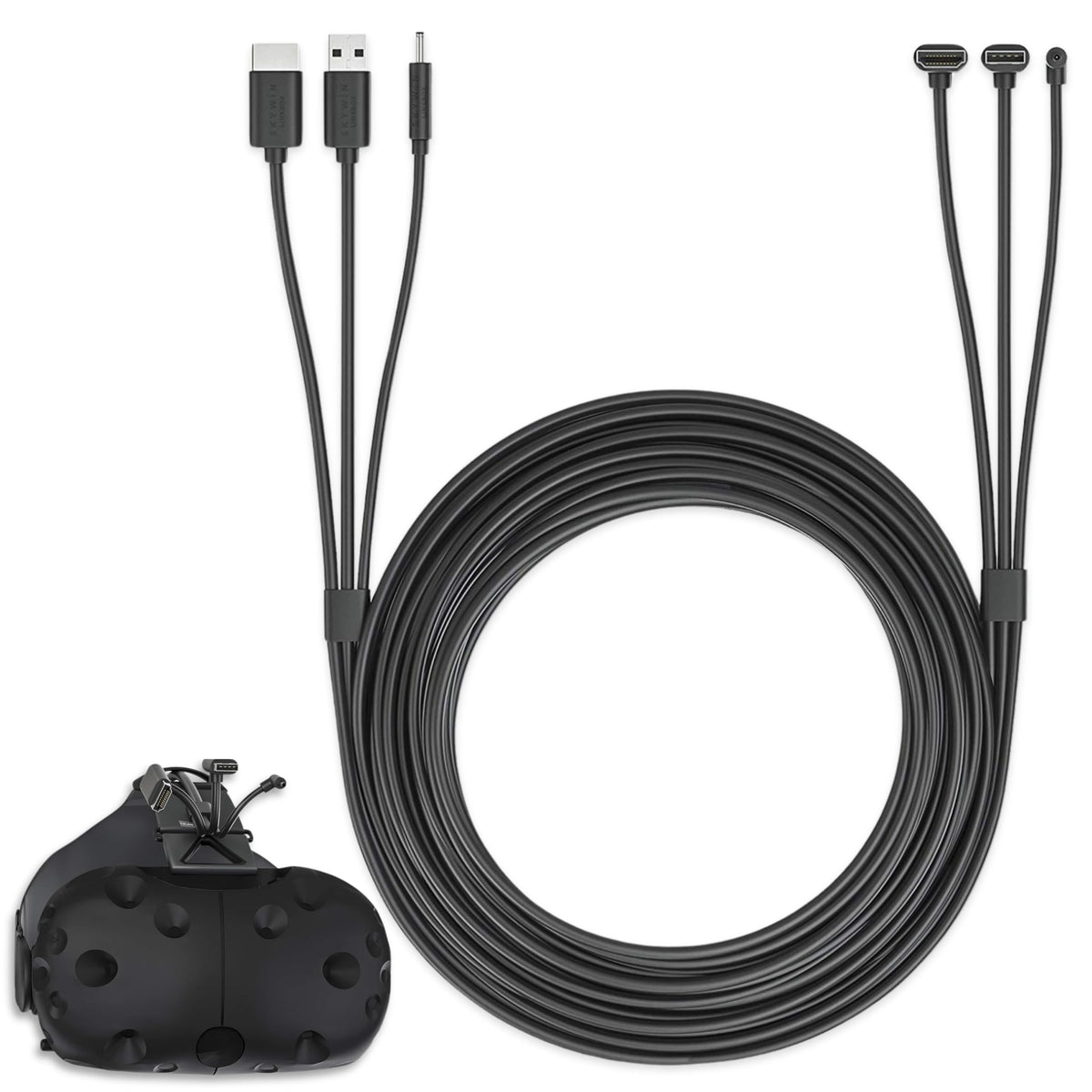 Skywin 3-in-1 Round HTC Vive Compatible Cable (5 Meters / 16 Feet), Replacement 3-in-1 Connection Cable for HTC Vive Headset and