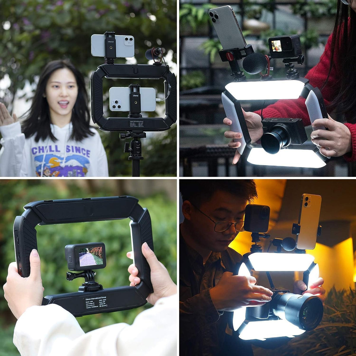 Smartphone Video Rig PICTRON U200 Handheld LED Ring Light Selfie Light Phone Video Stabilizer for Camera, Smartphone, Action Camera, YouTube, Setup, Filmmaking, Makeup, Vlogging