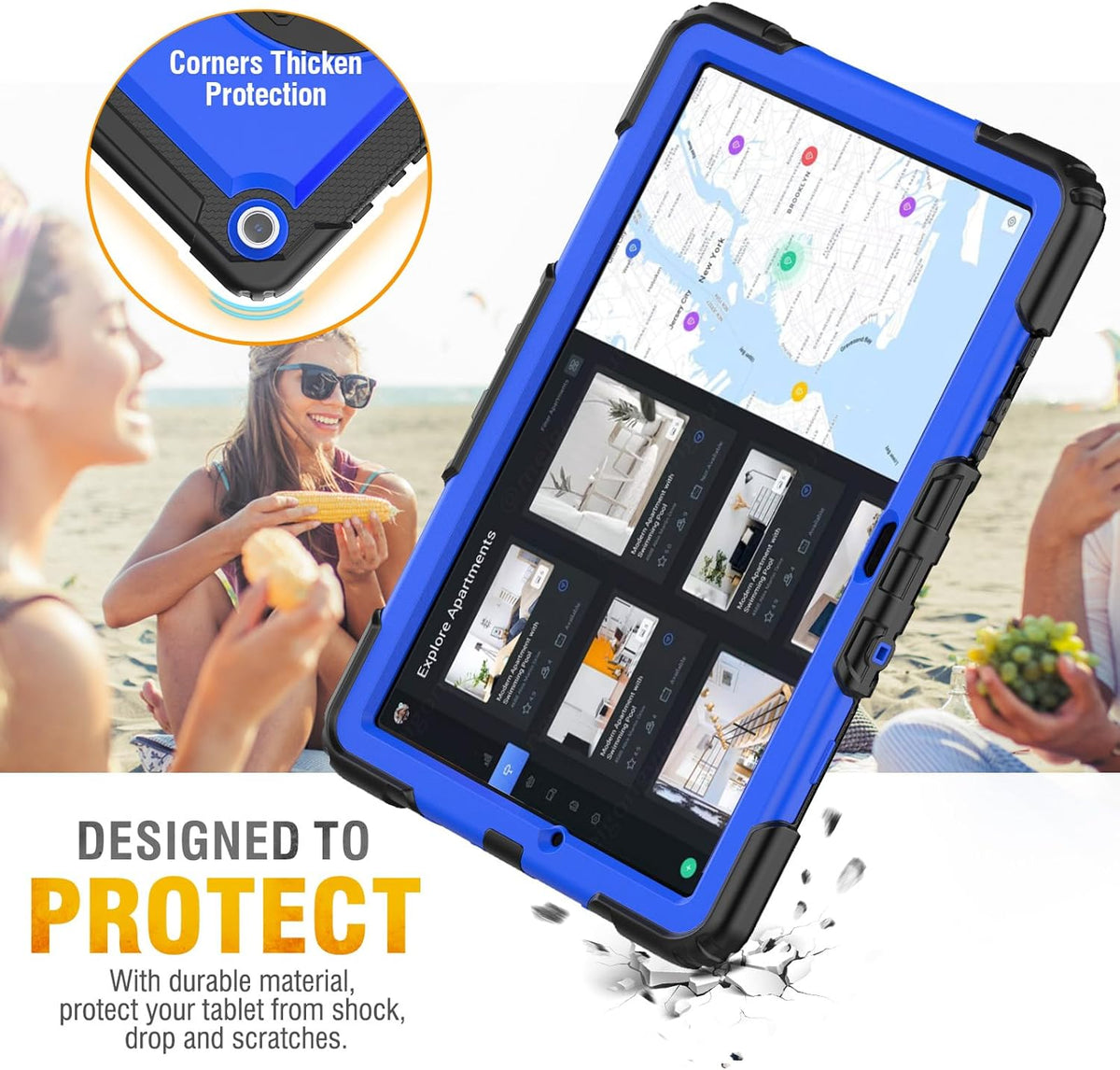 HXCASEAC Case for Samsung Galaxy Tab A9+ Plus 11 Inch, Protective with Screen Protector/Hand Strap/Pen Holder, Sturdy Shockproof for Samsung A9 Plus Tablet Case SM-X210 SM-X216 SM-X218 - Blue