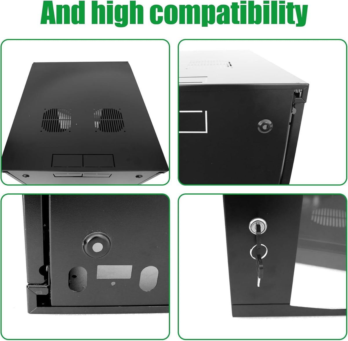 18U Server Cabinet Wall Mount Rack Enclosure with Caster Wheels 2 Server Fans Locking Grid Gate Removable Side Panels 19" Network Cabinet 15-18.5" Installation Depth Heavy-Duty Frame (37INCH, 18U)