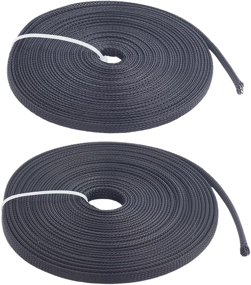 65.6 2 ft Sizes PE Cable Protectors Expandable Braided Sleeving Tubing Flexible Wire Mesh Sleeve Loom Black Wiring