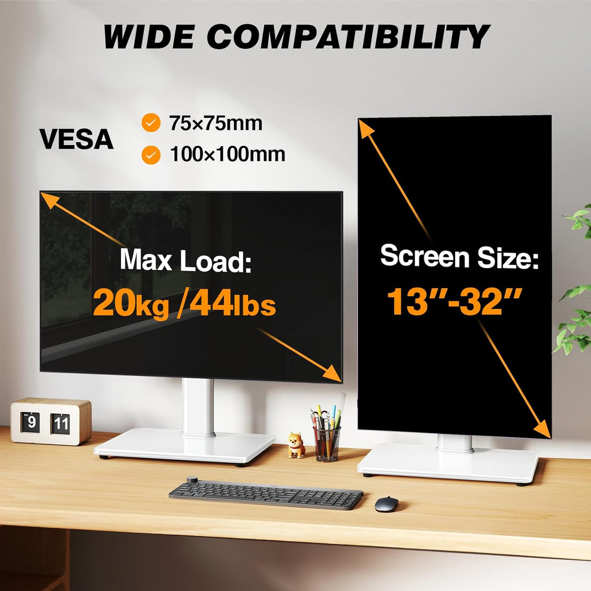 13-32 Inch 44lbs, TAVR Furniture Single Monitor Stand VESA Mount for Screens, Free-Standing Monitor Riser with Swivel