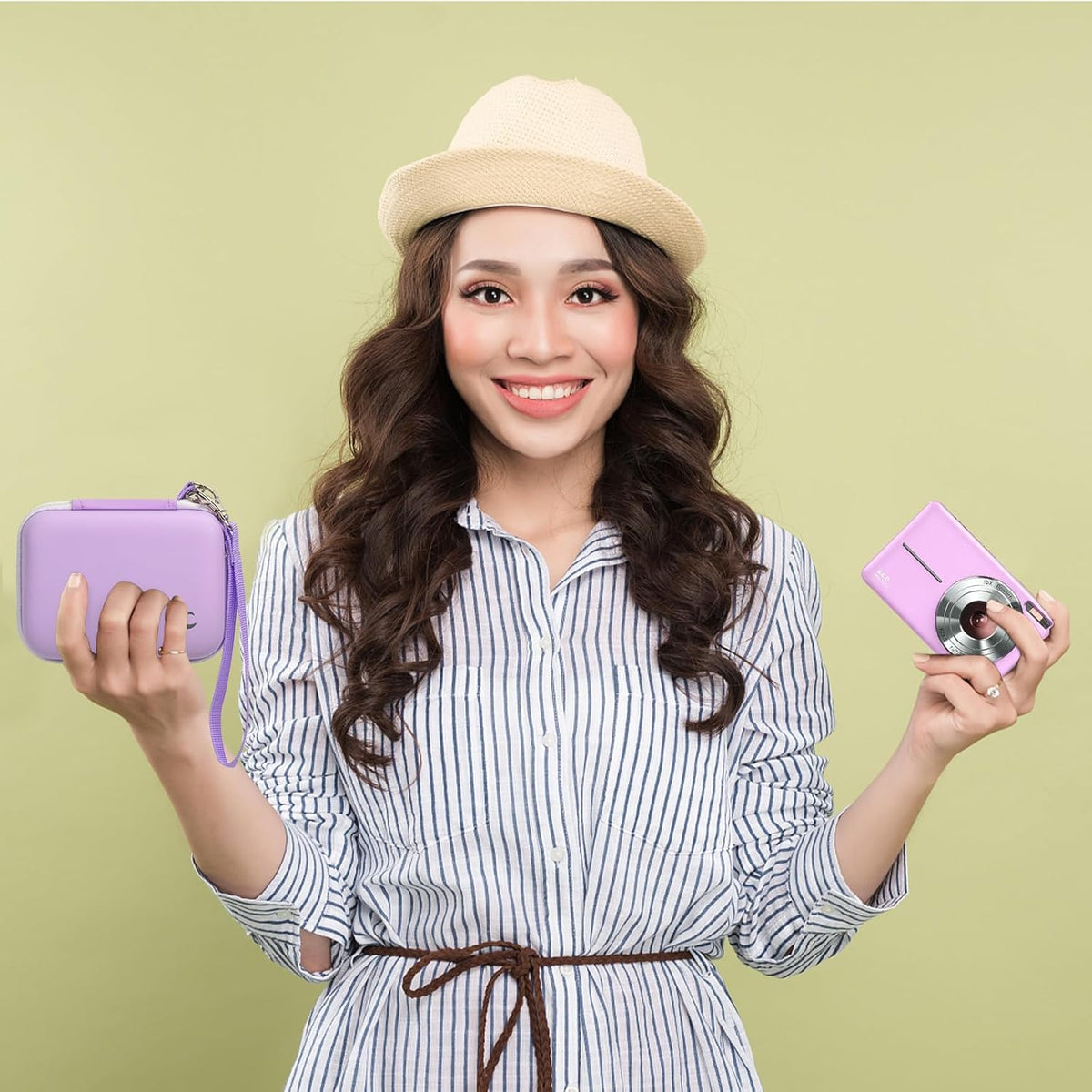 Carrying & Protective Case for Digital Camera, AbergBest 21 Mega Pixels 2.7" LCD Rechargeable HD/Kodak Pixpro/Canon PowerShot ELPH 180/190 / Sony DSCW800 / DSCW830 Cameras for Travel - Purple
