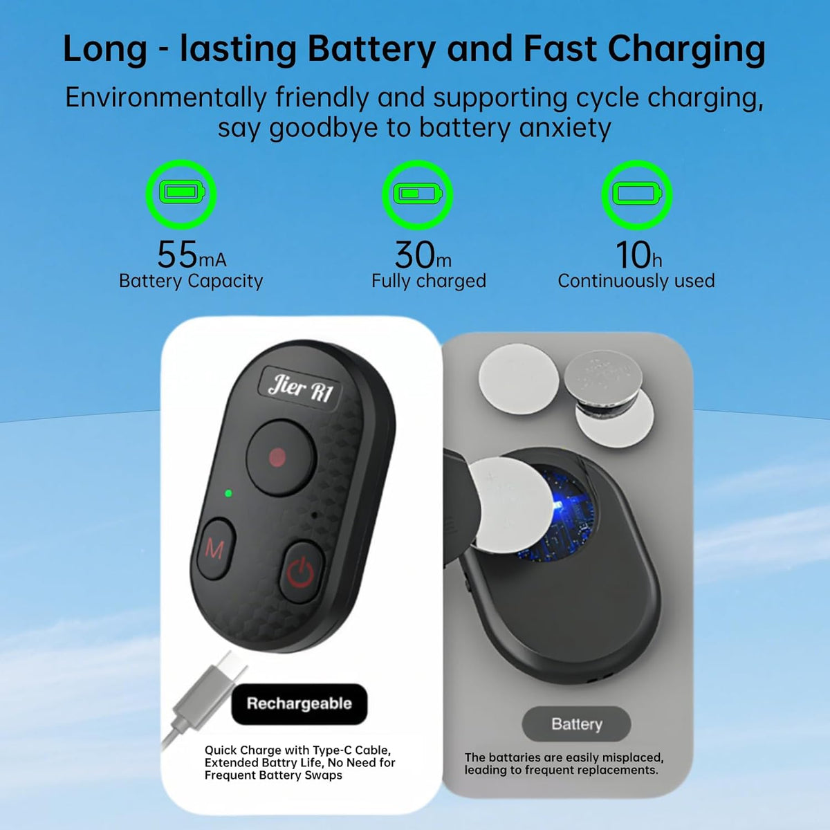 Bluetooth Camera Remote Control for iPhone, GoPro Camera Shutter Remote with Type-C Charging - 65ft Range - Instant Pairing - Compatible with iPhone 12-17 Pro Max, GoPro 8-12, iPad, Android