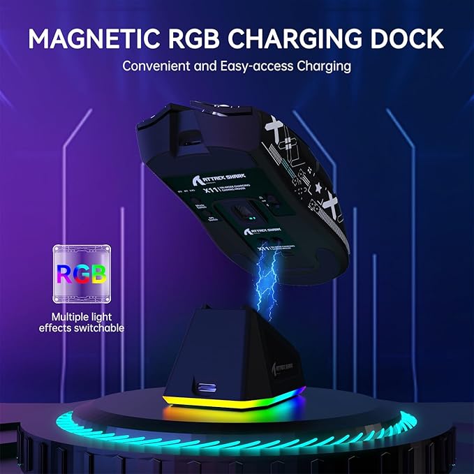 ATTACK SHARK X11 & X68 PRO HE Wireless Gaming ComboRapid Trigger Hall Effect Magnetic Switch 8K KeyboardUltra-Light 22K DPI PAW3311 Optical Sensor MouseRGB Backlit Tri-Mode with Coiled Cable-Gr