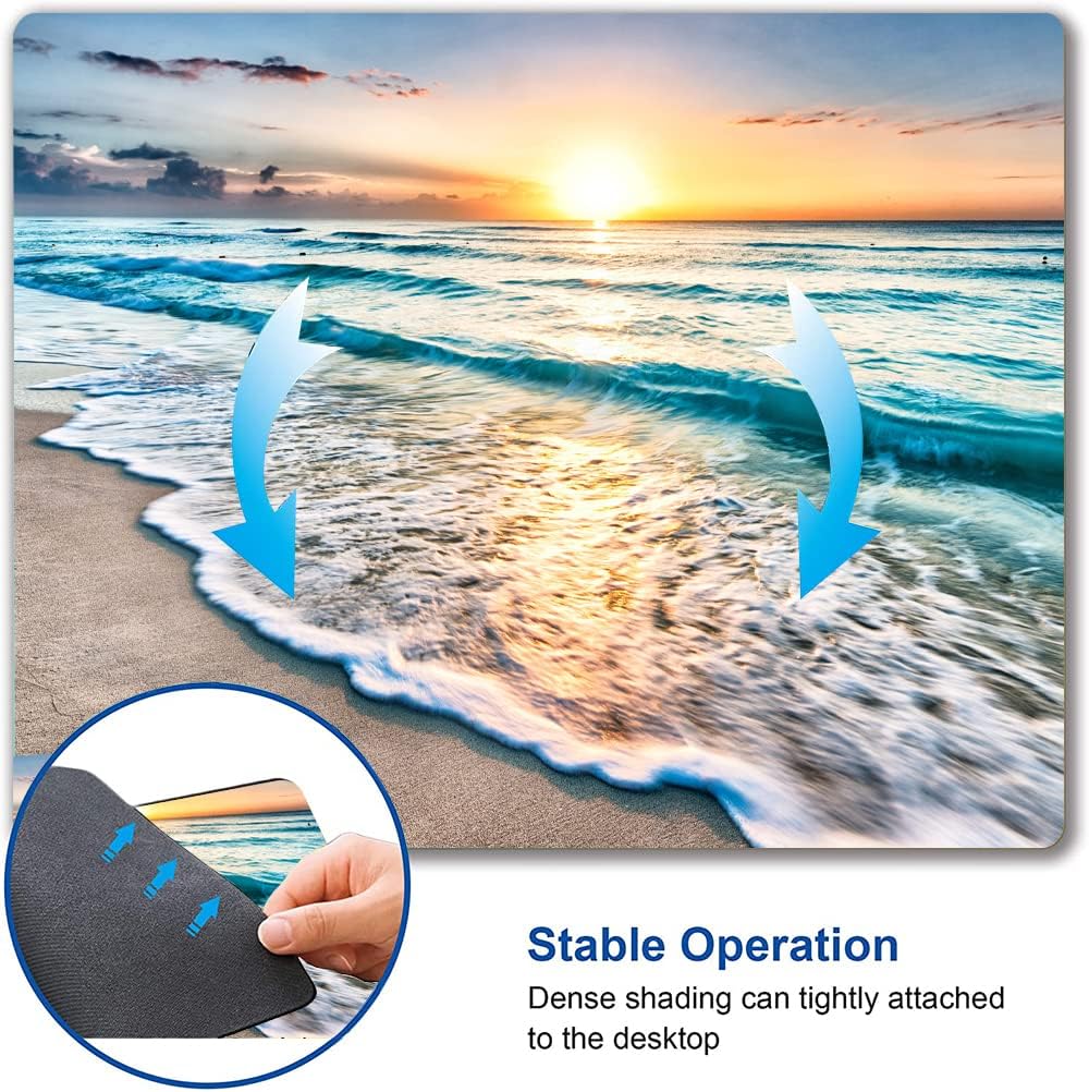 Mouse Pad, Premium-Textured Mouse Mat, Non-Slip Rubber Base Mousepad for Laptop, Computer & PC,9.5×7.9 in,Beach Sunset