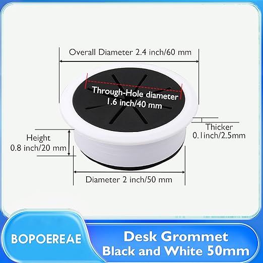 BOPOREAE 4 Pcs Desk Grommet 2" (50mm), Desk Hole Cover for Cables