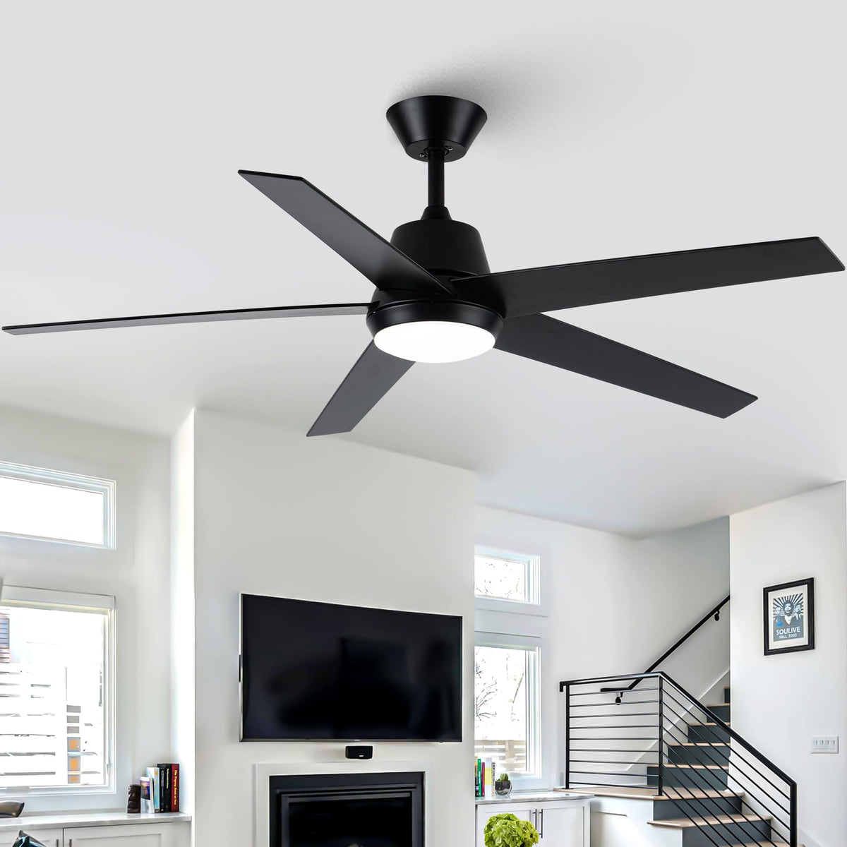 Vaczon Ceiling Fans with Lights, 52 Inch Modern Ceiling Fan with Remote, Indoor Ceiling Fan for Bedroom, Living Room,High CFM Ce