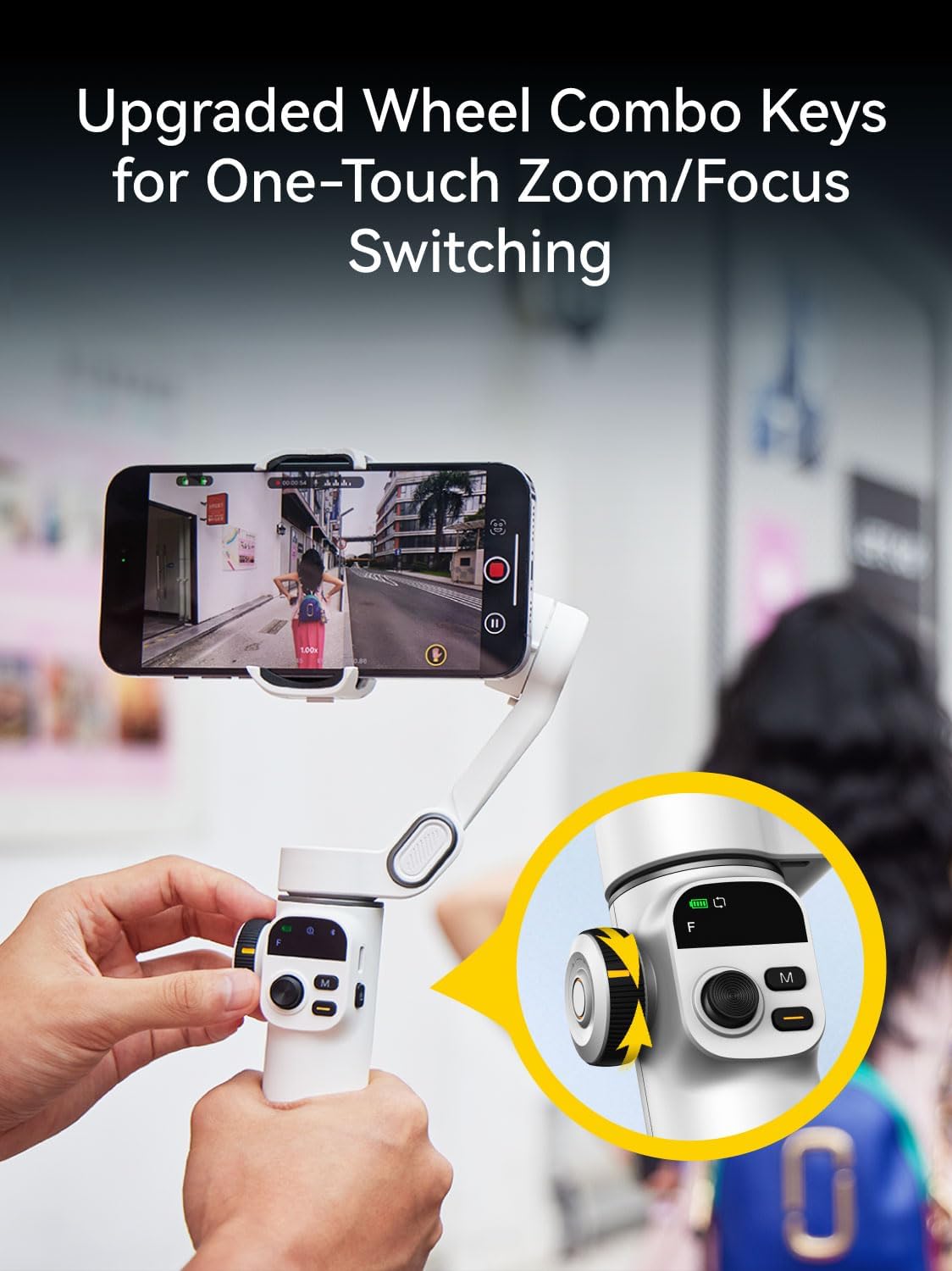 Gimbal Stabilizer for iPhone, Phone Gimbal with Face/Object Tracking for Vlog Recording, 3-Axis Phone Stabilizer with 7.8' Extension Rod and OLED Display for iPhone/Android-Smart X2 White