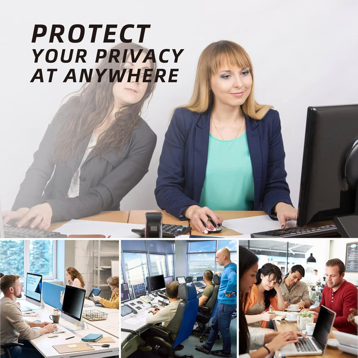 22 inch Computer Privacy Screen Filter - Suitable for 16:10 Aspect Ratio Widescreen Monitor - Blue Light Filter - Anti-Glare & Anti-Scratch Protector Film (22" Widescreen (16:10))