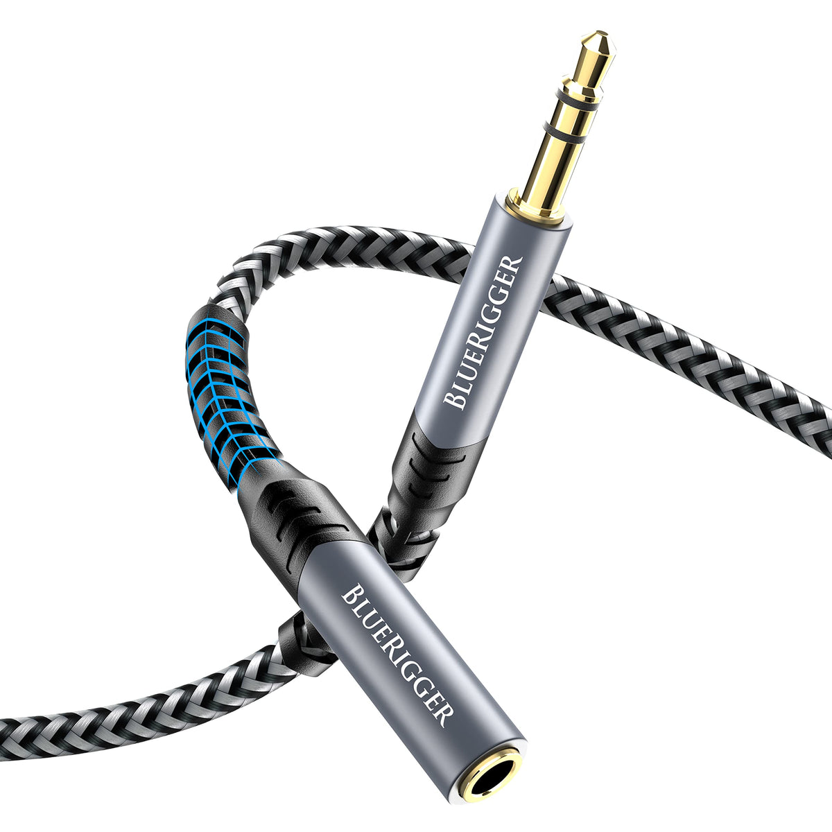 BlueRigger Headphone Extension Cable (50FT, 24K Gold Plated Jack, Hi-Fi Sound, 3.5mm Male to Female Stereo Audio Cable) - Aux Co