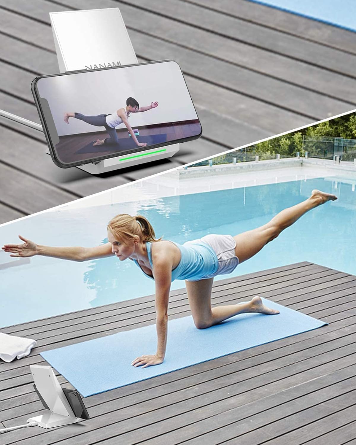 NANAMI Fast Wireless Charger - Qi Certified Charging Stand 7.5W Compatible iPhone 16/16 Plus/16 Pro/16 Pro Max/15/14/13/12,10W for Samsung Galaxy S24/S24 Ultra//S23/S22/21/S20 and Qi-Enabled Phones