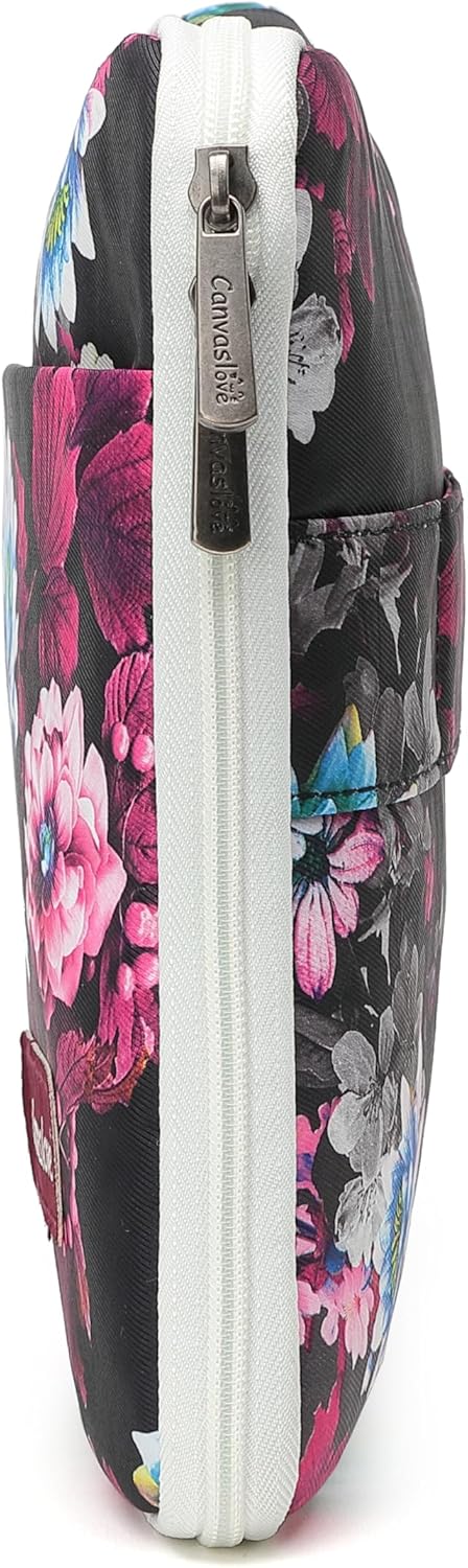 Canvaslove Floral Laptop Sleeve Case, Cushioned with Handle and Pocket for 16 inch Laptop (Purple Lotus)