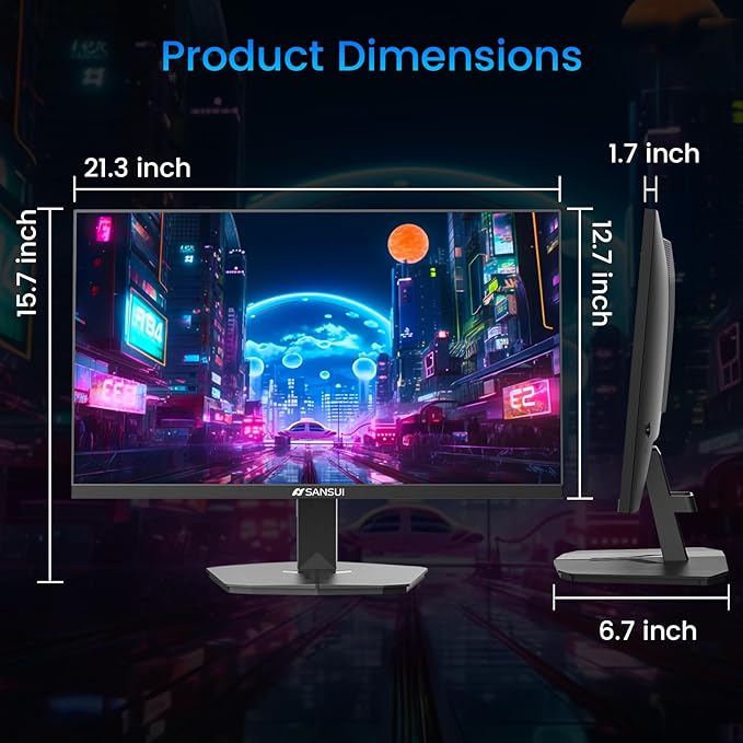 SANSUI 24 Inch Gaming Monitor 180Hz DP 1.4 & HDMI 2.0 Ports High Refresh Rate Computer Monitor Racing FPS RTS Modes 1ms Response Time 110% sRGB (ES-G24F4 HDMI Cable Included)
