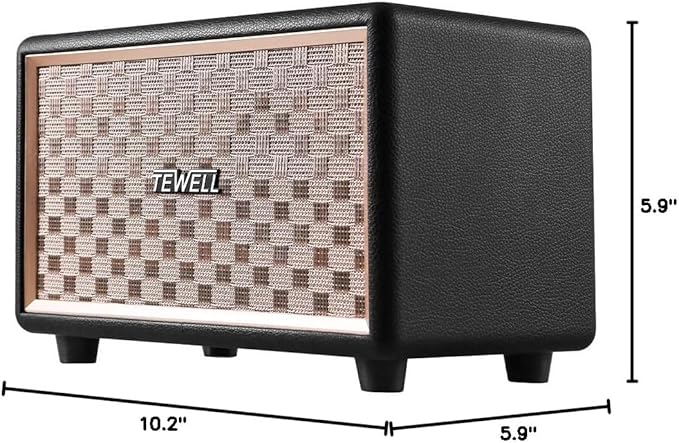 Home Speaker with Premium Audio | Rich Bass Rotary Dial for Volume Control | Toggle Switch Wireless Bluetooth & 3.5mm Aux Input for Turntable | Record Player AC Powered (Upgraded Version)