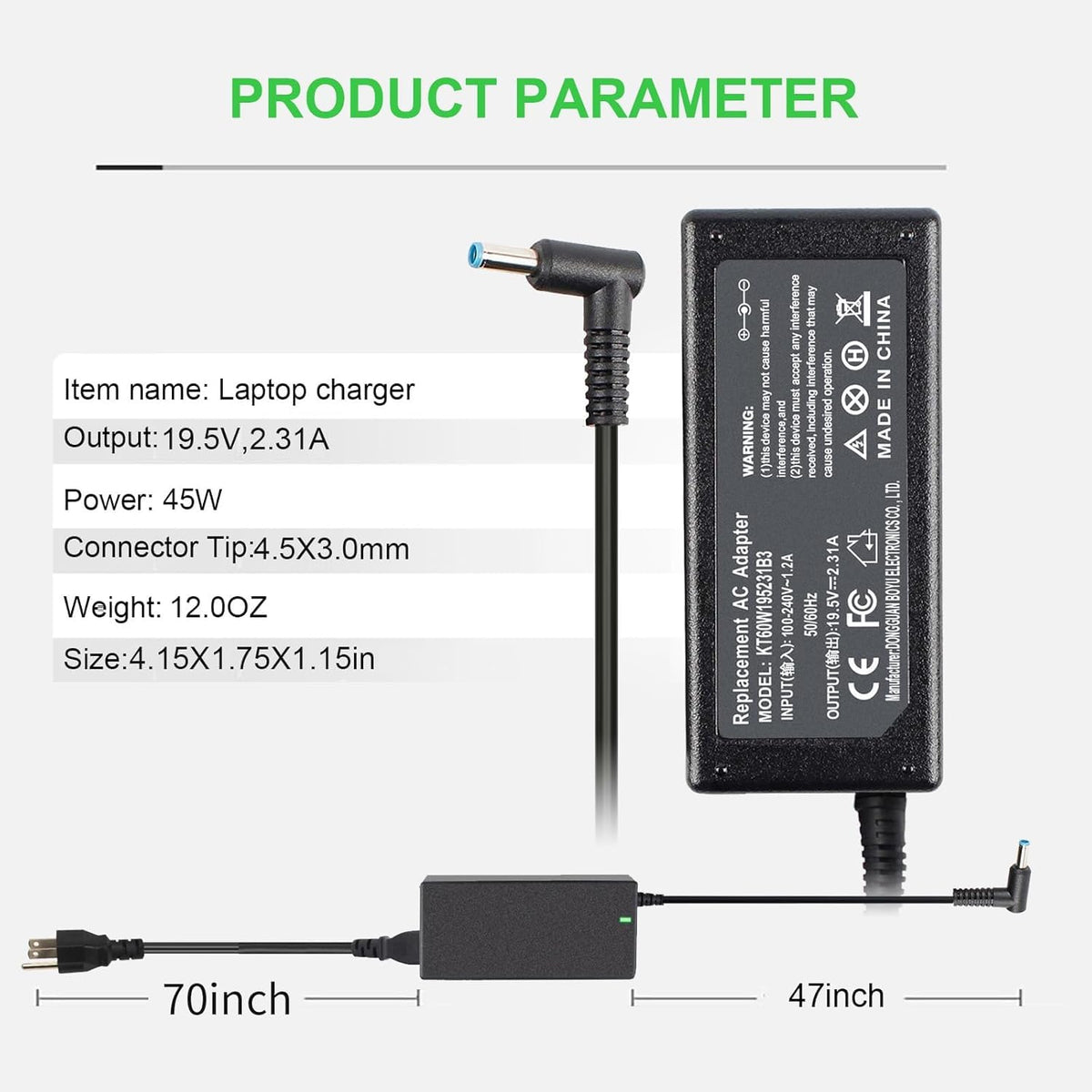 45W 740015-002 741727-001 L25296-001 AC Adapter for HP Pavilion x360 Envy Spectre Elitebook 840 ProBook Laptop Notebook Power Supply Cord Blue Tip 4.5